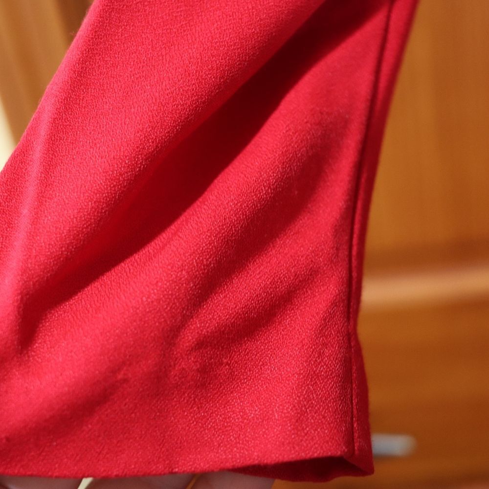 Taurus II Vintage 80s Red Black Trim Pantsuit Womens 10 Retro Power Suit Set - Picture 15 of 16